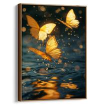 Quadro Borboleta Amarela Dançando Sob Gotas Cintilantes
