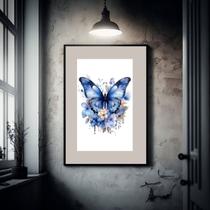 Quadro Borboleta Azul Aquarela - 60x48cm