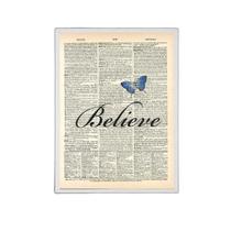 Quadro Borboleta Azul Believe 33X24Cm Com Vidro - Branca Quadro Borboleta Azul Believe 33X24Cm Com Vidro - Branca