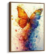 Quadro Borboleta Colorida Voando Em Explosão de Cores