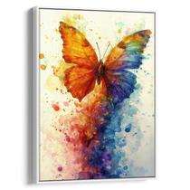 Quadro Borboleta Colorida Voando Em Explosão de Cores