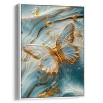 Quadro Borboleta Dourada nas Ondas Celestiais