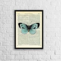 Quadro Borboleta Vintage Azul 45x34cm - com vidro