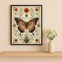 Quadro Borboleta Vintage Folk Art 24X18Cm Mold Branca