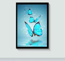 Quadro Borboletas Azuis Mágicas com Moldura e Acetato Tamanho A3