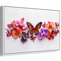 Quadro Borboletas Dançando Entre Orquídeas Vibrantes