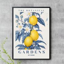 Quadro Botanical Gardens - Azul e Amarelo 33x24cm - com vidro