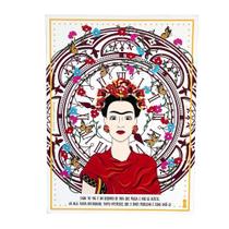 Quadro Box Frida relogio branco em MDF 30x40