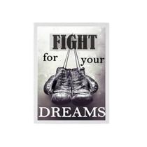 Quadro Boxe Fight For Your Dreams 24X18 Com Vidro - Preta