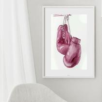 Quadro Boxe Luvas Rosa - 60X48Cm