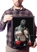 Quadro Boxe Mike Tyson Foto Cinturões Pôster Luta