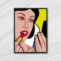 Quadro Branca De Neve Passando Batom 24x18cm - com vidro