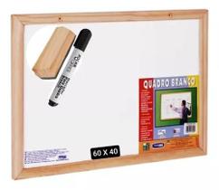 Quadro Branco 60x40 Cm Madeira - Cortiarte +1 Caneta +1 Apagador