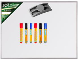 Quadro Branco 60x40 cm Standard Com Moldura de Alumínio Pop 5601 + 6 Marcadores Para Quadro Branco Sortidos+ 1 Apagador Para Quadro Branco