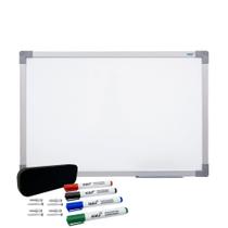 Quadro Branco 90x60 Moldura em aluminio soft com apagador e 4 Caneta - Stalo