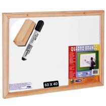 Quadro branco de aviso 60x40 cm moldura madeira apagador+caneta