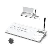 Quadro branco de vidro de mesa TOWON com calculadora básica branca