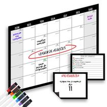 Quadro branco Imã de geladeira planner mensal magnético para geladeira jogo com calendário mensal grande e dois quadros e 6 canetas Quadro branco Imã de geladeira planner mensal magnético para geladeira jogo com calendário mensal grande e dois quadros e 6 canetas