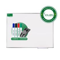 Quadro Branco Lousa Moldura De Aluminio 80x60 Souza +4 Canetas + 1Apagador - SOUZA & CIA