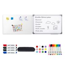 Quadro Branco + Mural Metálico 40x60 c/ Ímãs e 12 Canetinhas Quadro Branco + Mural Metálico 40x60 c/ Ímãs e 12 Canetinhas