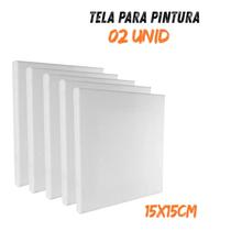 Quadro Branco Pintura Pequeno 02 UNID Tela 15x15 Arte Desenho Pintar