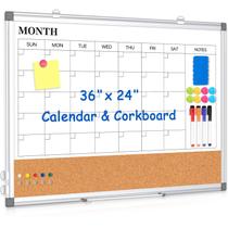 Quadro Branco WALGLASS 91 x 61 cm Magnético com Calendário e Cortiça Quadro Branco WALGLASS 91 x 61 cm Magnético com Calendário e Cortiça