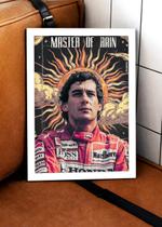 Quadro Brasil Ayrton Senna com Vidro e Moldura Branca Tam:A4 Quadro Brasil Ayrton Senna com Vidro e Moldura Branca Tam:A4