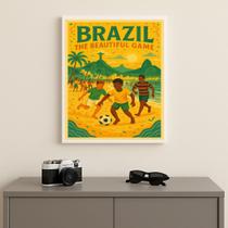 Quadro Brasil Futebol na Praia - RJ 45x34cm Mold Preta Quadro Brasil Futebol na Praia - RJ 45x34cm Mold Preta