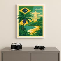 Quadro Brasil Praia Rio Janeiro 45x34cm Mold Branca Vidro Quadro Brasil Praia Rio Janeiro 45x34cm Mold Branca Vidro