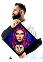 Quadro Bruxa Wicca Coruja Arte Geométrica Diamante