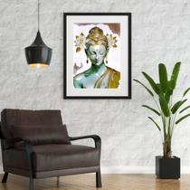Quadro Buda Branco Com Dourado - 60x48cm