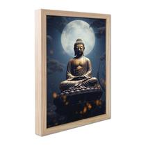 Quadro Buda Decoração Sabedoria Prosperidade Felicidade Monge Budismo Jardim Zen com Moldura Caixa Alta