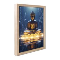 Quadro Buda Decoração Sabedoria Prosperidade Felicidade Monge Budismo Jardim Zen com Moldura Caixa Alta