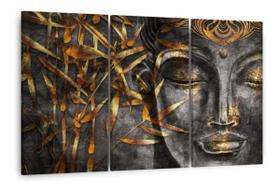 Quadro Buda Decorativo Para Recepção Em Tecido Moderno Gold Quadro Buda Decorativo Para Recepção Em Tecido Moderno Gold