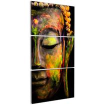 Quadro Buda DecorativovSala Budismo Tons Verde e Laranja