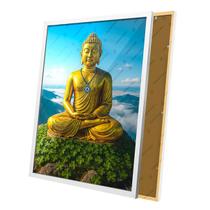 Quadro Buda Dourado Olho Grego Montanha Moldura e Vidro
