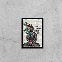 Quadro Buda Let That Shit Go 45X34Cm Com Vidro Moldura Preta