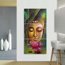Quadro Buda Lotos Vertical 115x60 3 Peças Mosaico Mdf6mm Quadro Buda Lotos Vertical 115x60 3 Peças Mosaico Mdf6mm