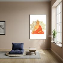 Quadro Buda Meditando Em Tons Alaranjados - 70x50cm Quadro Buda Meditando Em Tons Alaranjados - 70x50cm