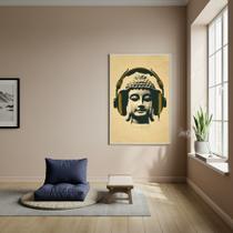 Quadro Buda Moderno de Fone de Ouvido - 70x50cm