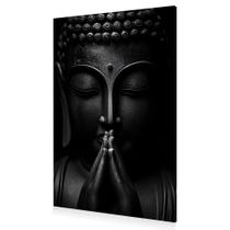 Quadro Buda Preto Branco Arte Espiritual Moderna Canva 60x40