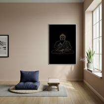 Quadro Buda Símbolo de Calma E Paz Fundo Preto - 70x50cm Quadro Buda Símbolo de Calma E Paz Fundo Preto - 70x50cm