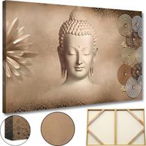 Quadro Buda Yoga Indiano Grande 60x90 Tela Tecido e Madeira Decorativo Premium