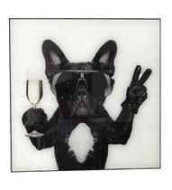 Quadro buldog estiloso em vidro com moldura em alumínio 0,50x0,50x0,02 Quadro buldog estiloso em vidro com moldura em alumínio 0,50x0,50x0,02