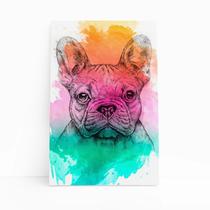 Quadro Buldogue Francês Cachorro Aquarela Canvas 60x40cm