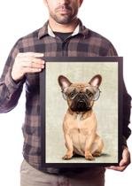 Quadro Buldogue Francês Raça Cachorro De Óculos Pet Quadro Buldogue Francês Raça Cachorro De Óculos Pet