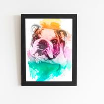 Quadro Buldogue Inglês Cachorro Aquarela Moldura 30x40cm