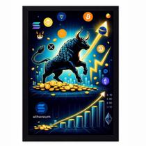 Quadro Bull Market Criptomoedas Arte Gamer Trader A4
