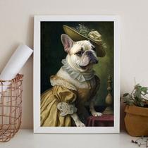Quadro Bulldog Francês Branquinha - Lady 24X18Cm - Com Vidro
