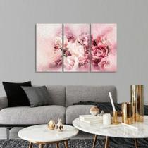 Quadro Buquê de Flores Para Sala Hall Artístico Jogo 3 Peça